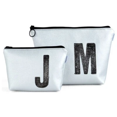 renna deluxe Kulturtasche und Kosmetiktasche personalisiert mit Monogramm SILBER