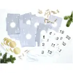 renna deluxe RUBBEL Adventskalender, zum Rubbeln, GOLD Grau Weiß, Bastelset 97 Teile | Gutschein-Kalender im Boho Nordic Stil