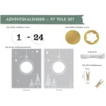 renna deluxe RUBBEL Adventskalender, zum Rubbeln, GOLD Grau Weiß, Bastelset 97 Teile | Gutschein-Kalender im Boho Nordic Stil