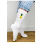 sticknic Socken mit Ananas Motiv gestickt - Minimalistische Stickerei - Tennissocken - Kuschelsocken - Geschenk