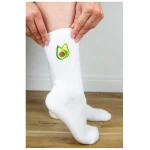 sticknic Socken mit Avocado Motiv gestickt - Minimalistische Stickerei - Tennissocken - Kuschelsocken - Geschenk