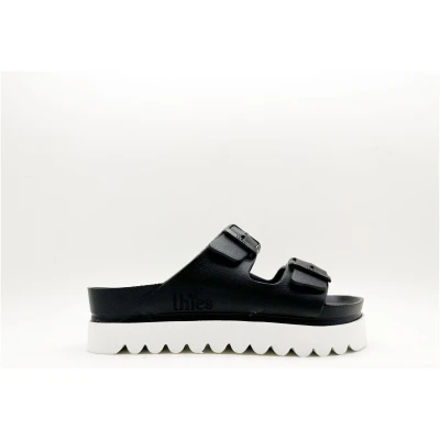thies 1856 Damen vegan Plateau Sandale Ecofoam Schwarz