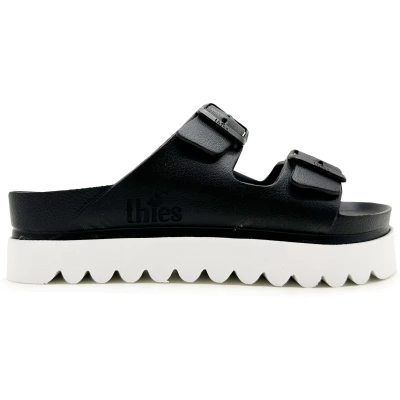 thies 1856 Damen vegan Plateau Sandale Ecofoam Schwarz