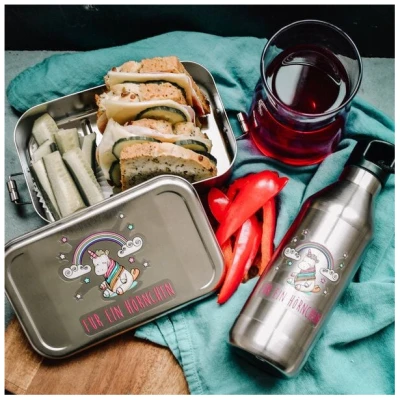 tindobo Edelstahl SET Lunchbox & Trinkflasche Hörnchen