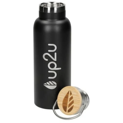up2u Edelstahlflasche "MuC Bottle" | Thermosflasche mit Bambus | 500 ml
