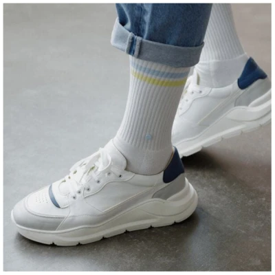 wysf. | what you stand for. Premium Retro Tennissocken weiß mit Knopf, Bio-Baumwoll-Mix (Sportsocken)