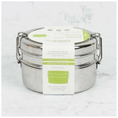 A Slice of Green Edelstahl Lunchbox Doppeldecker Rund (13x13x8cm)