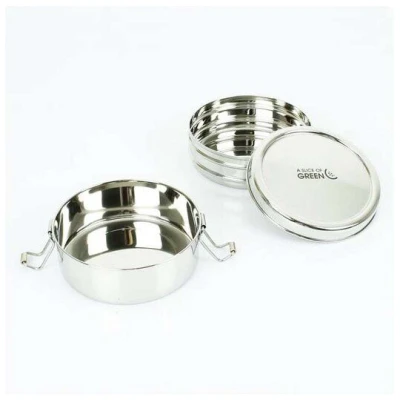 A Slice of Green Lunchbox Brotbox Food Canister Edelstahl Doppeldecker Rund Chapra