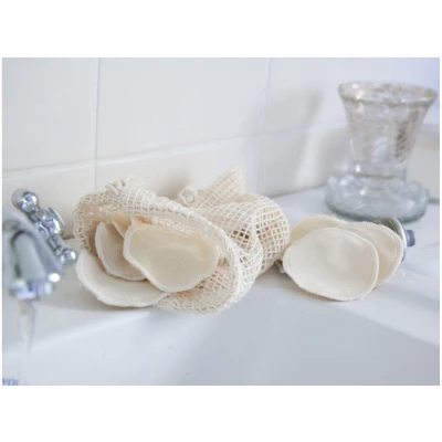 Abschminkpads waschbar Bio-Baumwolle (kbA) 16er Set, Netzbeutel Durchmesser ca. 7 cm