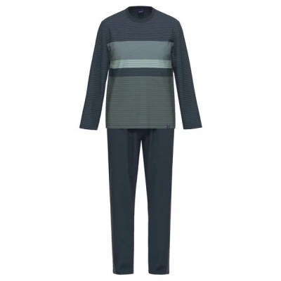 Ammann Herren Schlafanzug Pyjama gestreift lang Bio-Baumwolle
