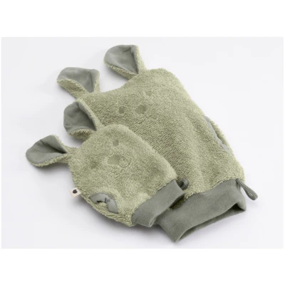 BIBS Kinder Waschlappen Kangaroo aus Bio-Baumwolle 2er Set - Sage Maße 17 x 14 cm und 10 x 8 cm