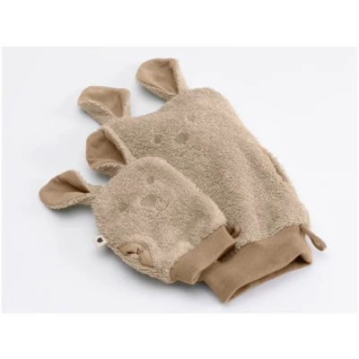 BIBS Kinder Waschlappen Kangaroo aus Bio-Baumwolle 2er Set - Vanilla Maße 17 x 14 cm und 10 x 8 cm