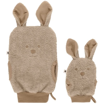 BIBS Kinder Waschlappen Kangaroo aus Bio-Baumwolle 2er Set - Vanilla Maße 17 x 14 cm und 10 x 8 cm