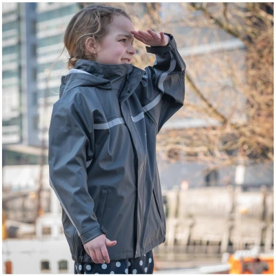 BMS Kinder Buddeljacke und Regenjacke Räuberwald SoftSkin cool grey Gr.80