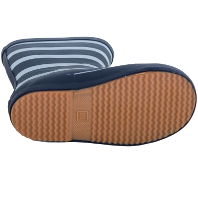 BMS Kinder Gummistiefel Naturkautschuk Blockstreifen marine-weiß Gr.23