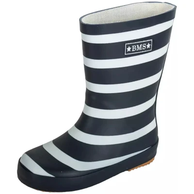 BMS Kinder Gummistiefel Naturkautschuk Blockstreifen marine-weiß Gr.23