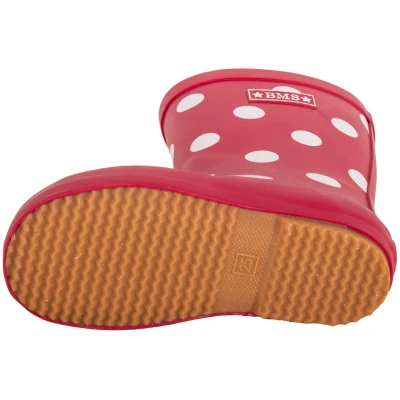 BMS Kinder Gummistiefel Naturkautschuk Punkte rot-weiß Gr.23