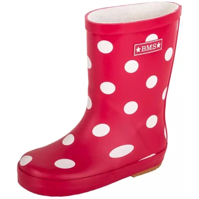 BMS Kinder Gummistiefel Naturkautschuk Punkte rot-weiß Gr.23