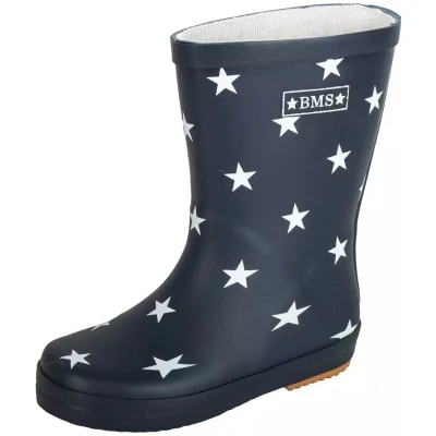BMS Kinder Gummistiefel Naturkautschuk Sterne marine-weiß Gr.23