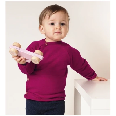 Baby Jacke Schlüttli Wolle Seide Frottee beere Gr.50/56