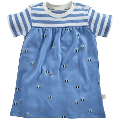 Baby Kleid Kurzarm Bio-Baumwolle Biene blau Gr.50/56