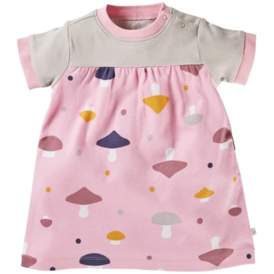 Baby Kleid Kurzarm Bio-Baumwolle Pilzparty rosa Gr.50/56