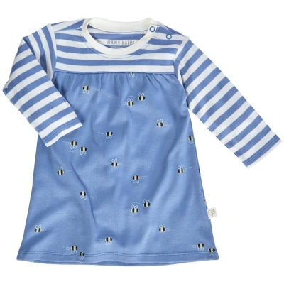 Baby Kleid Langarm Bio-Baumwolle Biene blau Gr.50/56