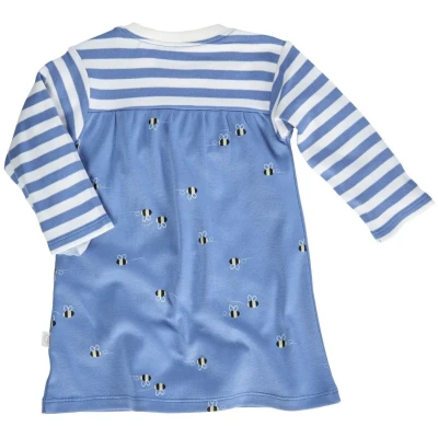 Baby Kleid Langarm Bio-Baumwolle Biene blau Gr.50/56