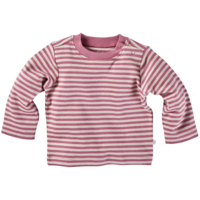 Baby Langarmshirt Bio-Baumwolle beere geringelt Gr.50/56