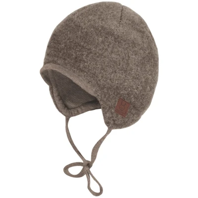 Baby Mütze Bio-Schurwolle Fleece braun-meliert Gr. 43