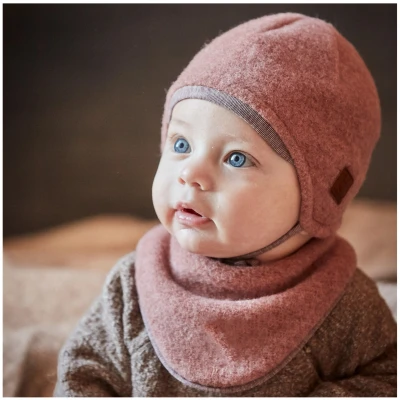 Baby Mütze Bio-Schurwolle Fleece heiderose-meliert Gr. 43