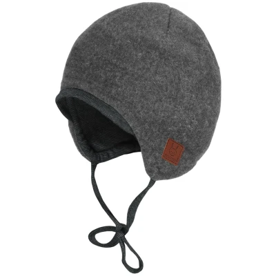 Baby Mütze Bio-Schurwolle Fleece mittelgrau Gr. 43