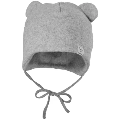 Baby Mütze mit Öhrchen Bio-Baumwolle Fleece grau-meliert Gr. 43