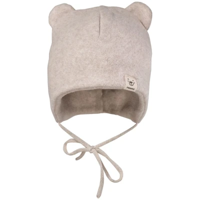 Baby Mütze mit Öhrchen Bio-Baumwolle Fleece hellbraun-meliert Gr. 43