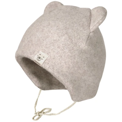 Baby Mütze mit Öhrchen Bio-Baumwolle Fleece hellbraun-meliert Gr. 45