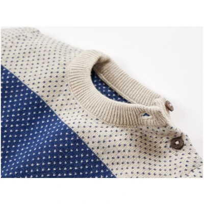 Baby Pullover Feinstrick Bio-Baumwolle grau blau Gr. 62/68