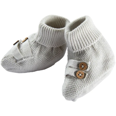Baby Schuhe Strick-Qualität Bio-Baumwolle hellgrau melange Gr.62/68