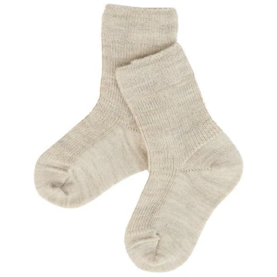 Baby Socken Bio-Schurwolle Feinstrick hellbraun-melange Gr. 00