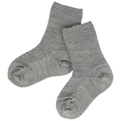 Baby Socken Bio-Schurwolle Feinstrick naturgrau-melange Gr. 00
