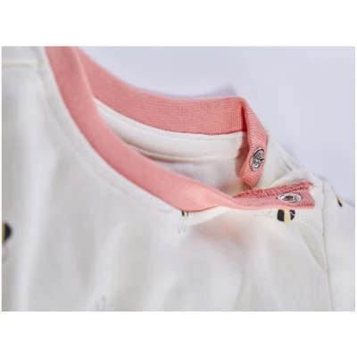 Baby T-Shirt Bio-Baumwolle Biene off white-rosa Gr.50/56