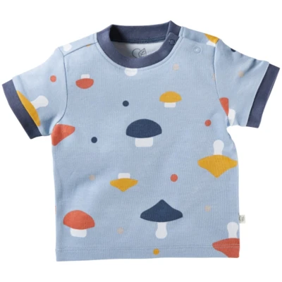 Baby T-Shirt Bio-Baumwolle Pilzparty blau Gr.50/56