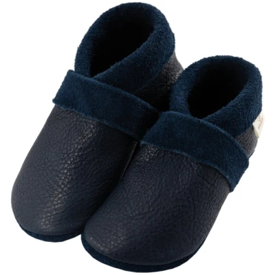 Baby und Kinder Hausschuhe Krabbelschuhe Ecopell Leder blau Gr. 20