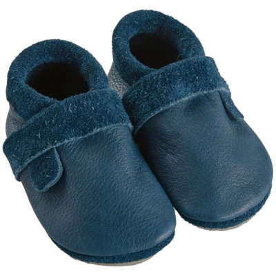 Baby und Kinder Hausschuhe Krabbelschuhe Ecopell Leder dunkelblau Gr.20