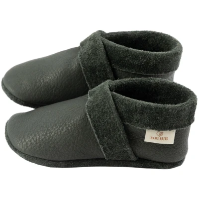 Baby und Kinder Hausschuhe Krabbelschuhe Ecopell Leder grau Gr. 20
