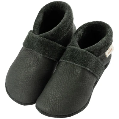 Baby und Kinder Hausschuhe Krabbelschuhe Ecopell Leder grau Gr. 20