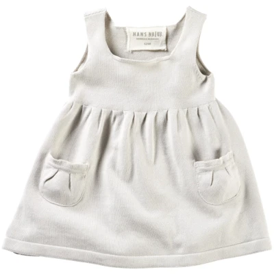 Baby und Kinder Kleid Strick-Qualität Bio-Baumwolle hellgrau melange Gr.122/128