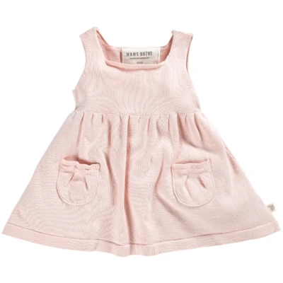 Baby und Kinder Kleid Strick-Qualität Bio-Baumwolle rose melange Gr.122/128