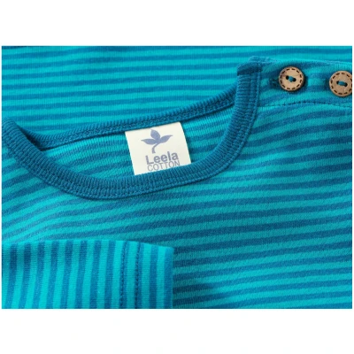 Baby und Kinder Langarmshirt blau-grün-geringelt Gr.62/68