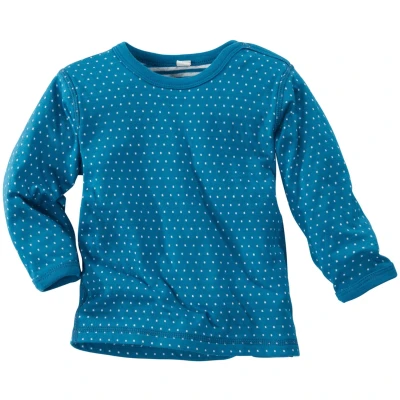 Baby und Kinder Langarmshirt zum Wenden Pünktchen blau-weiß Gr.74/80