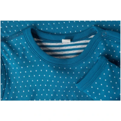 Baby und Kinder Langarmshirt zum Wenden Pünktchen blau-weiß Gr.74/80